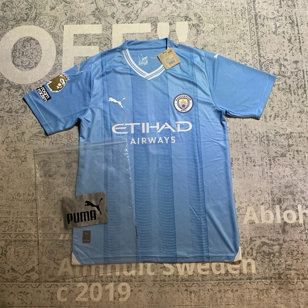 Puma Manchester City Haaland 9 Jersey 2023-24 Home Sky Baby Blue Mens XLNWT